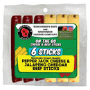 WISCONSIN'S BEST- PEPPER JACK CHEESE & JALAPEÑO CHEDDAR BEEF (6 STICKS)
