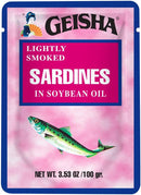 GEISHA POUCHED SMOKED SARDINES IN SOYA OIL