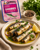GEISHA POUCHED SMOKED SARDINES IN SOYA OIL